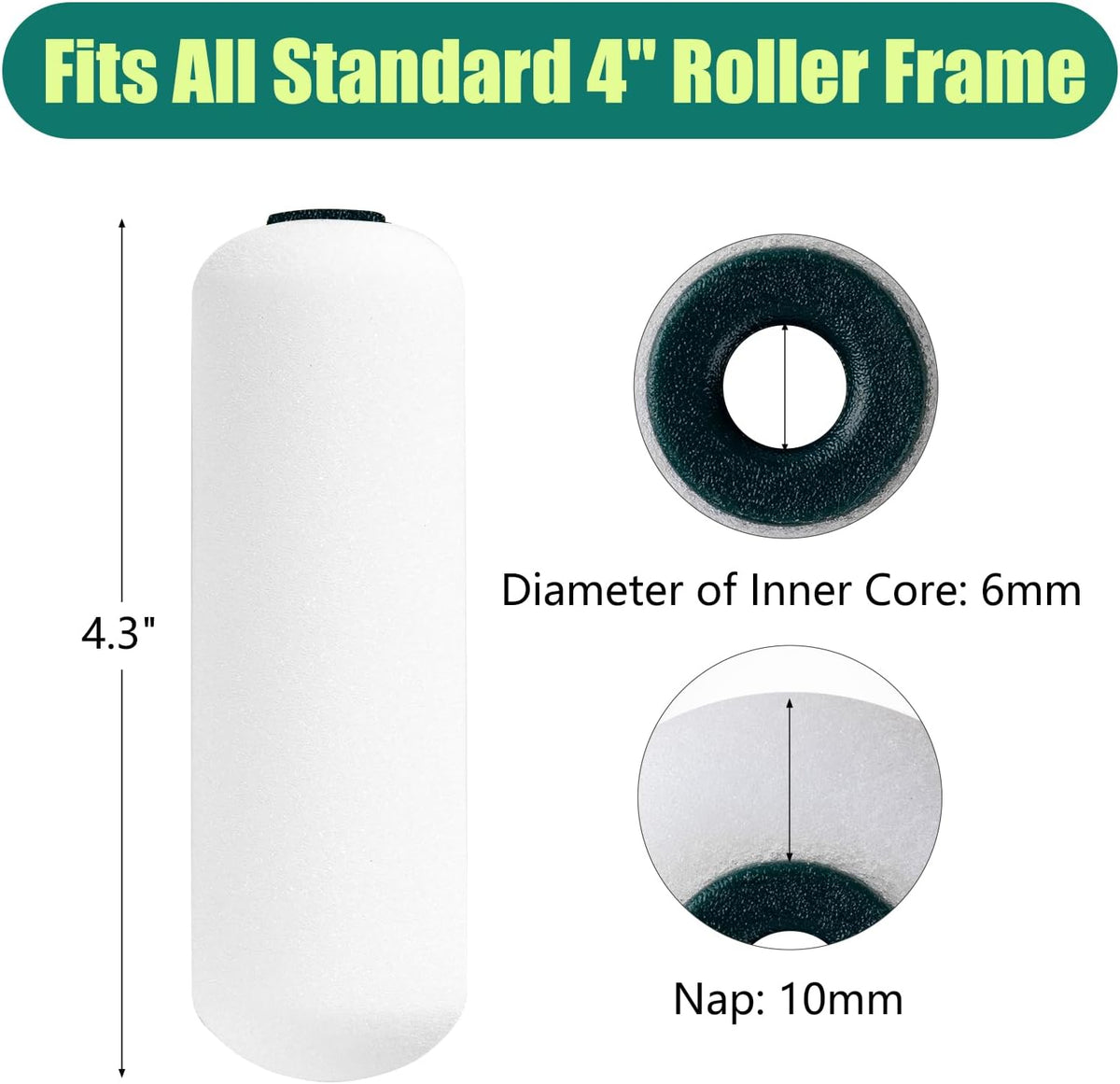 Paint Roller Covers, Foam Paint Rollers 4 Inch, 20 Pack