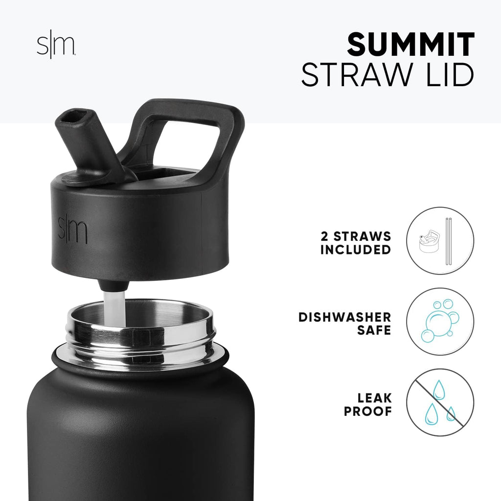 Simple Modern Insulated Water Bottle with Straw | 22oz | Black
