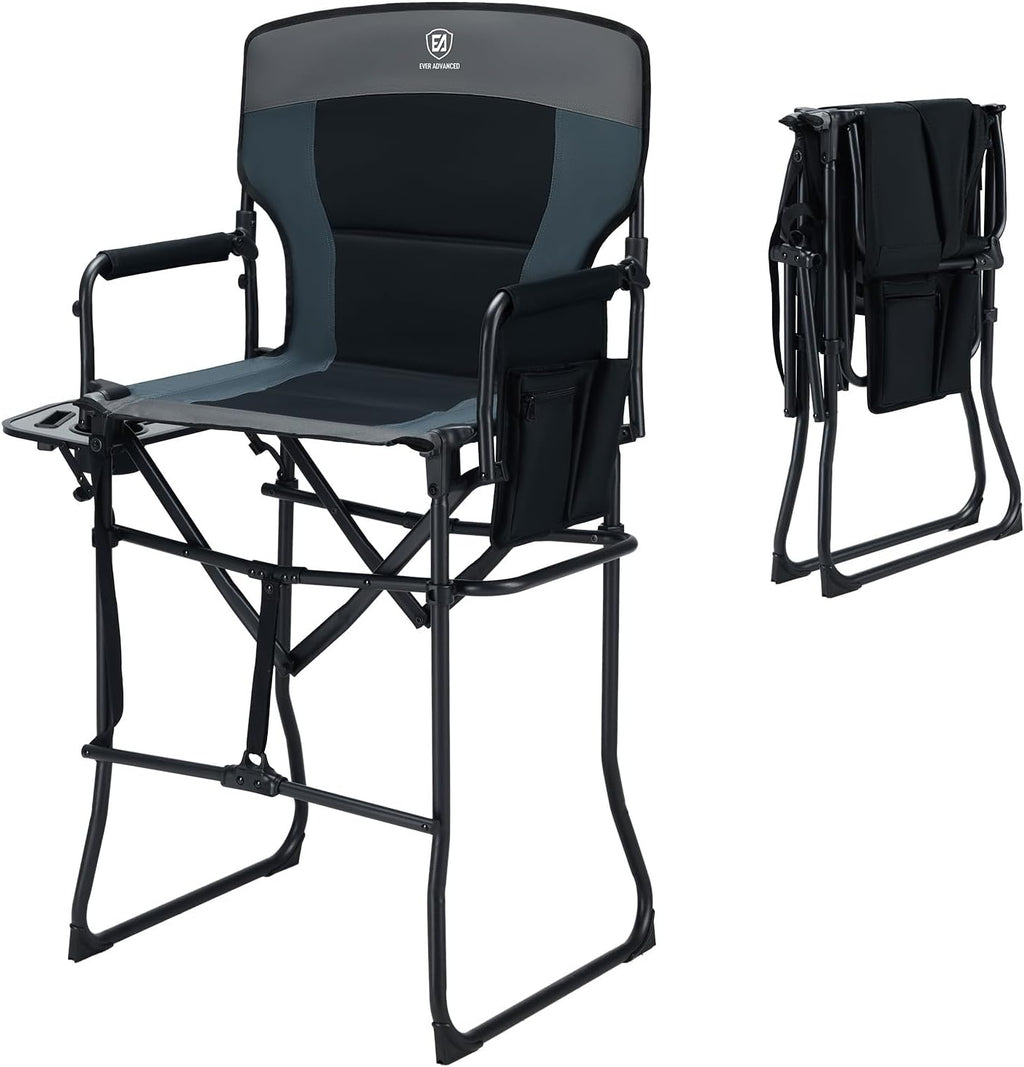 EVER ADVANCED Portable 30.7" Seat Height Tall Camping Directors Chair