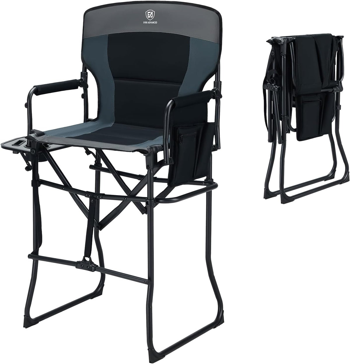 EVER ADVANCED Portable 30.7" Seat Height Tall Camping Directors Chair