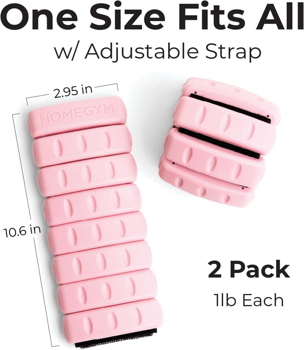 Home Gym Ankle and Wrist Weights for Women, Set of 2, 1 lb, Pink