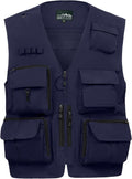 AOTORR Mens Outdoor Work Safari Cargo Photo Travel Fishing Vests for Men with Multi-pockets