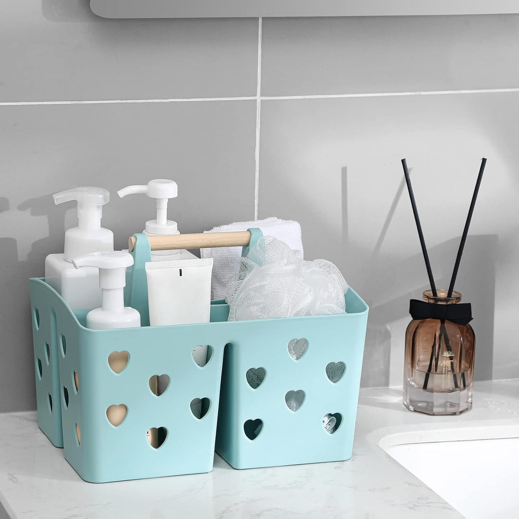 Portable Shower Caddy Plastic Shower Basket Organizer with Handle, Blue