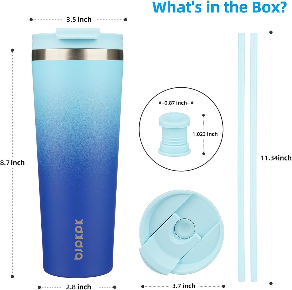 BJPKPK 26 oz Coffee Tumbler with Straw, Insulated Stainless Steel Cup