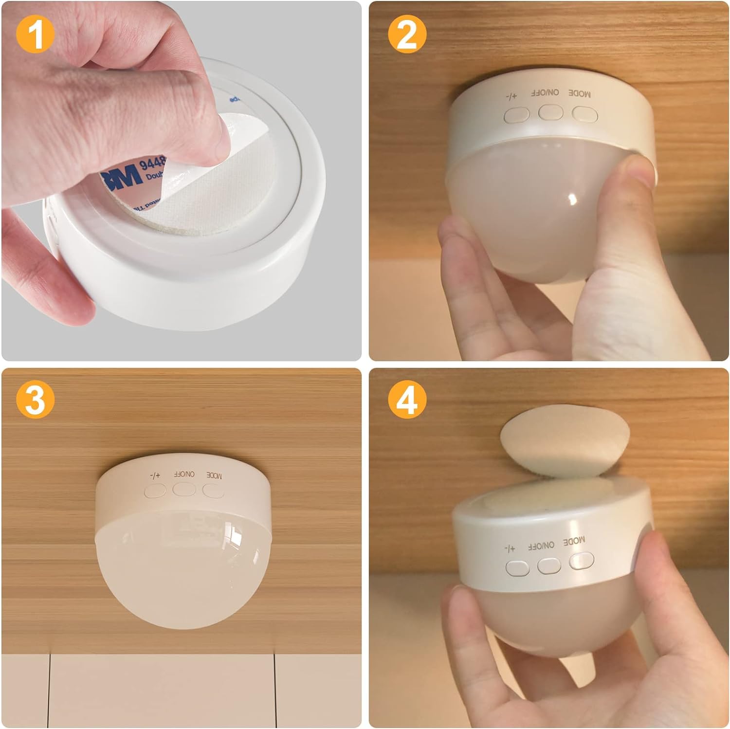 Kintion Portable Night Light, Rechargeable Dimmable 8 Color Lighting (2pcs)