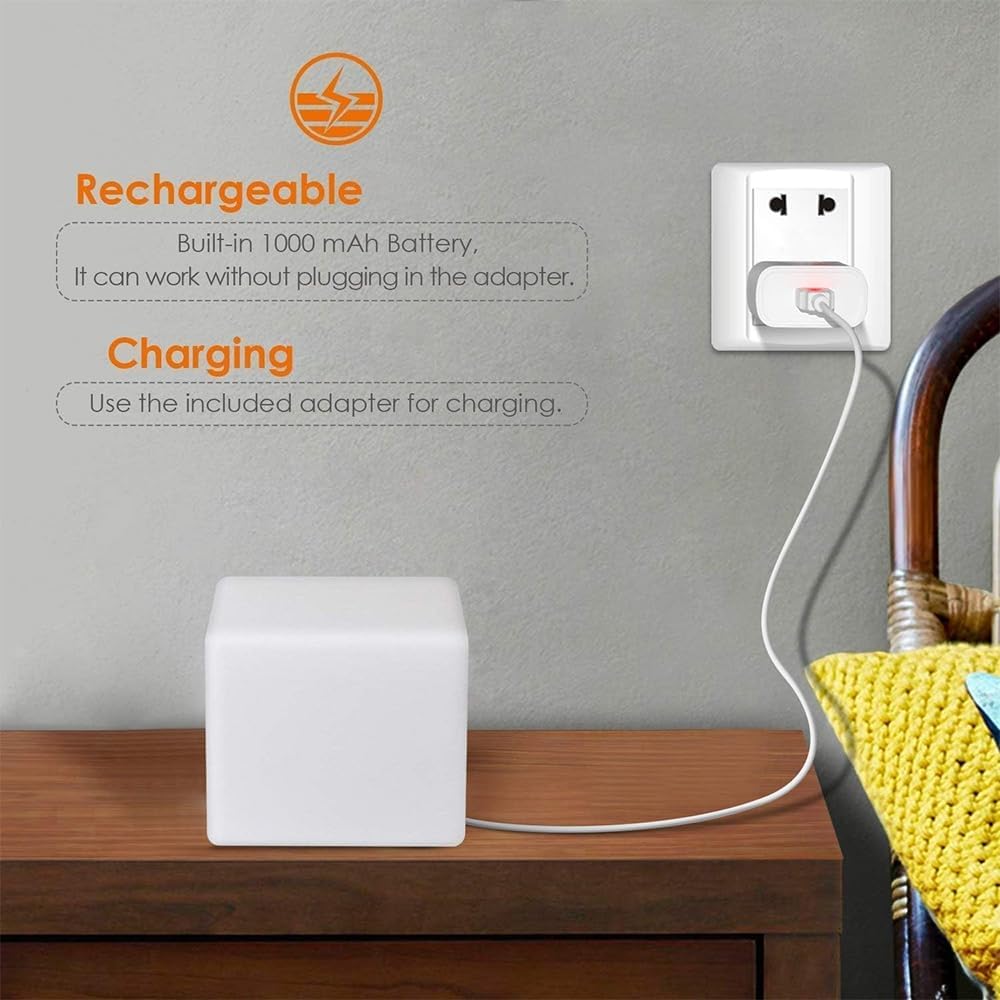 Mr.Go 4-inch LED Cube Light, Dimmable Kids Night Light Mood Lamp w/Remote