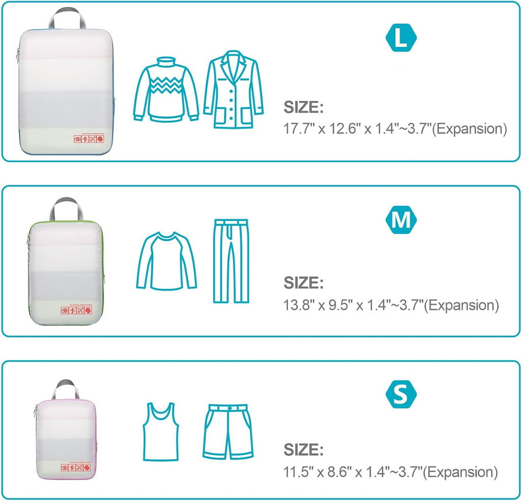Cambond Compression Packing Cubes for Travel - Luggage Suitcase Organizer