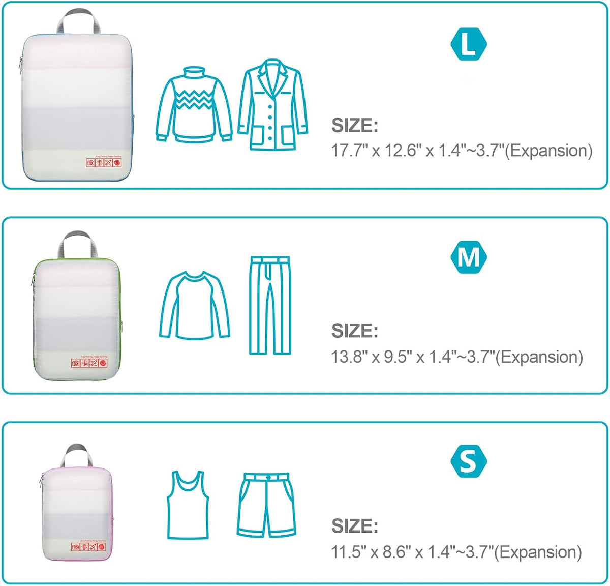 Cambond Compression Packing Cubes for Travel - Luggage Suitcase Organizer