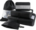 U+U 5 Set Packing Cubes, Travel Organizers with Shoe Bag (Black)