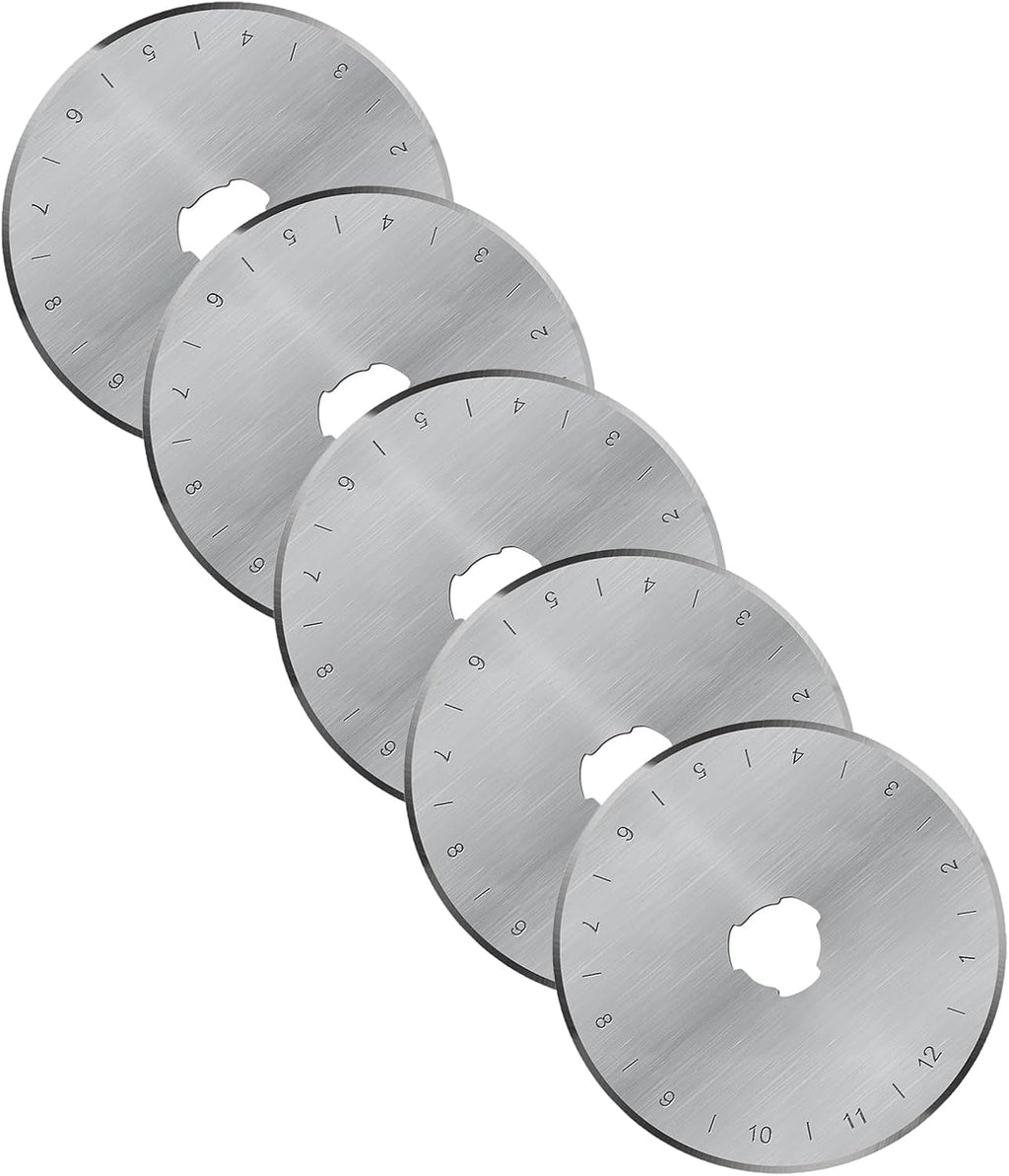 60mm Rotary Cutter Blades 5-Pack Titanium Replacement Blades Fits Fiskars, OLFA,Martelli,Dremel,Truecut,DAFA for Quilting Scrapbooking Sewing Arts & Crafts Sharp and Durable Cutter Blade for Fabric