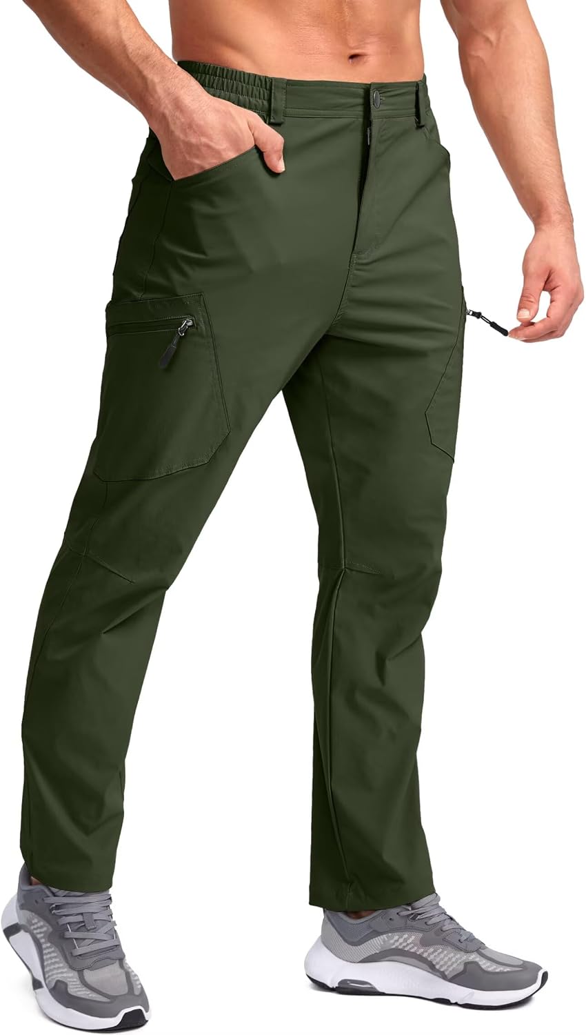 Pudolla Men's Lightweight Hiking Pants with 7 Pockets Quick Dry Water Resistant Fishing Travel Pants
