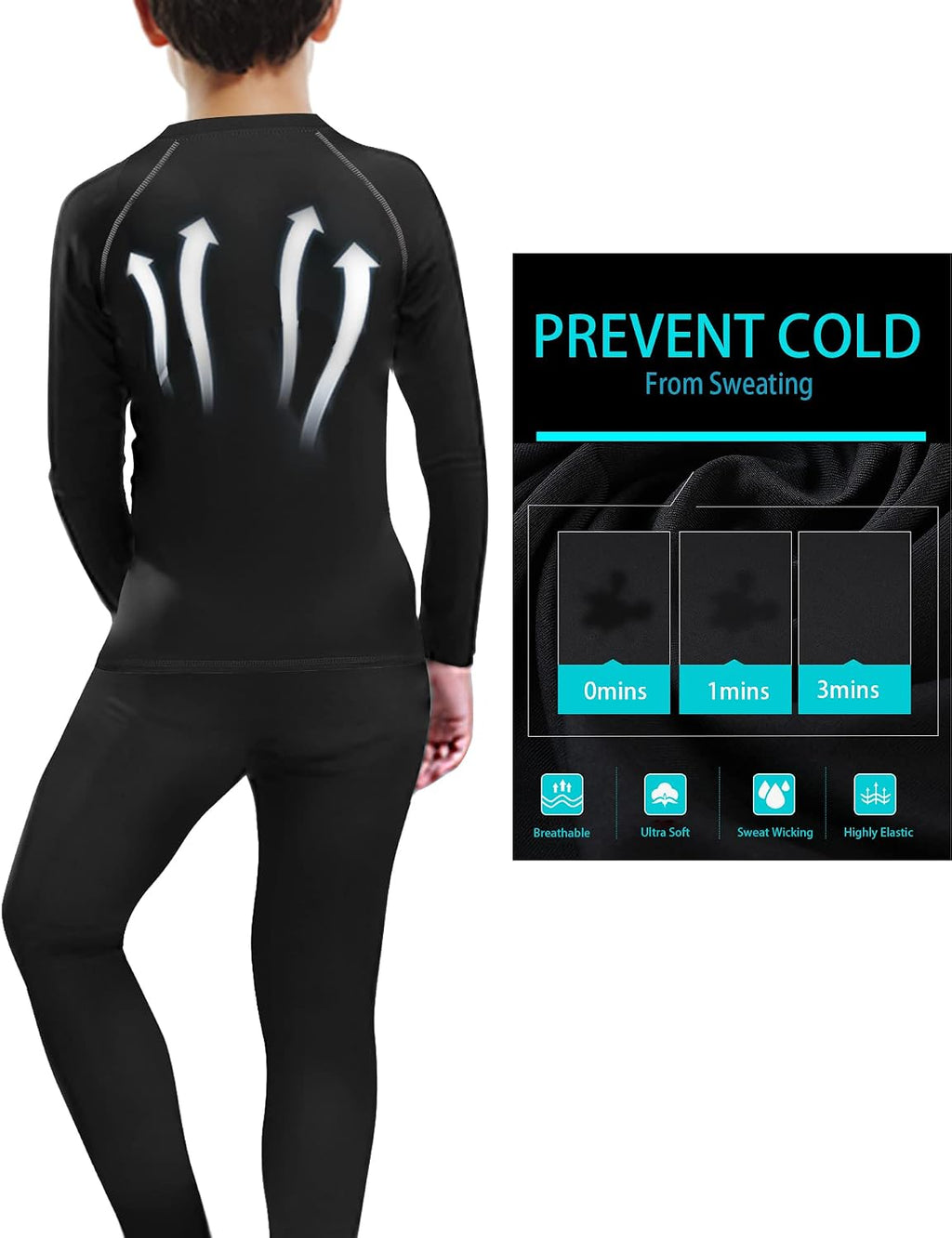 HOPLYNN 4 Pack Youth Boy's Compression Leggings Athletic Tight Pants