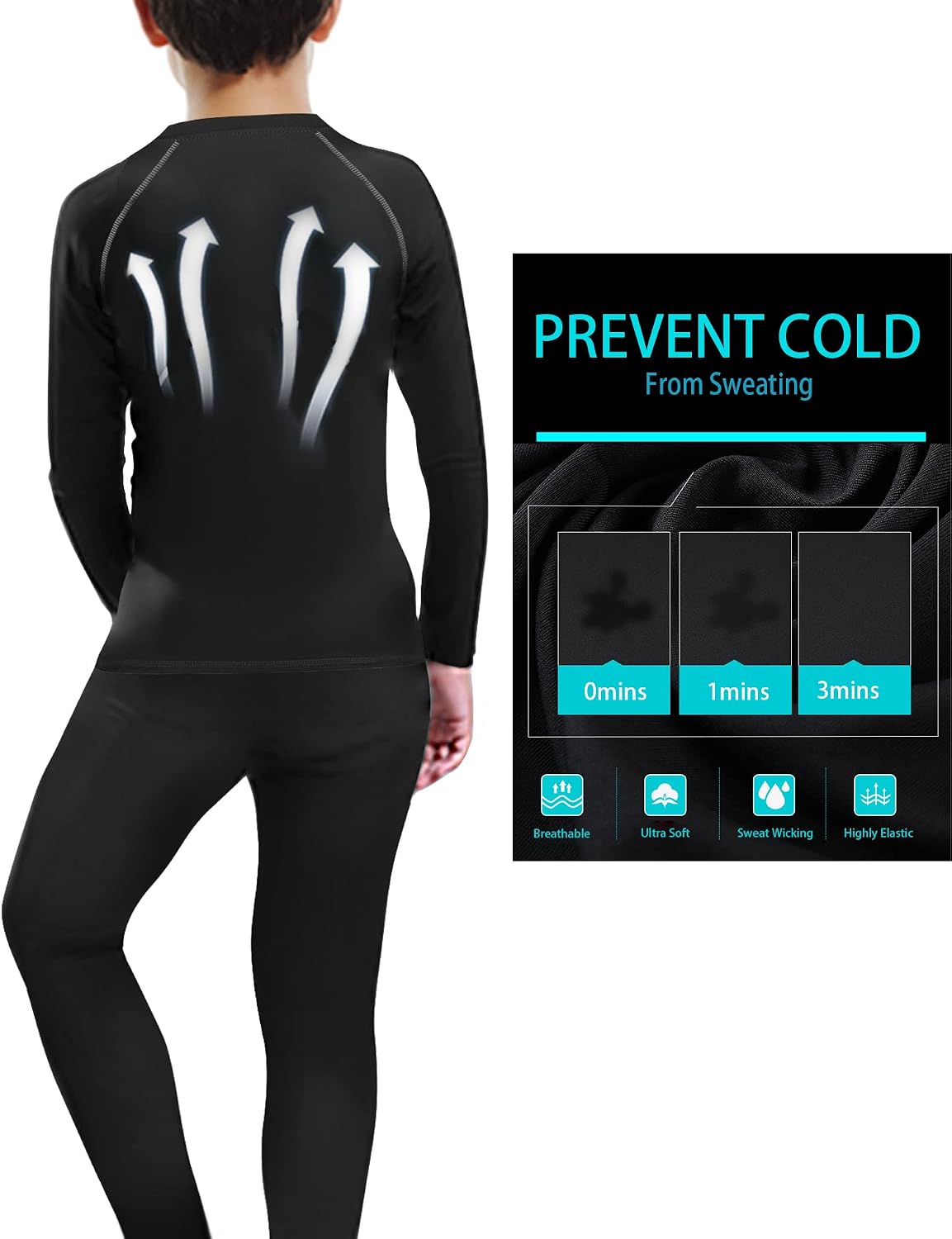 HOPLYNN 4 Pack Youth Boy's Compression Leggings Athletic Tight Pants