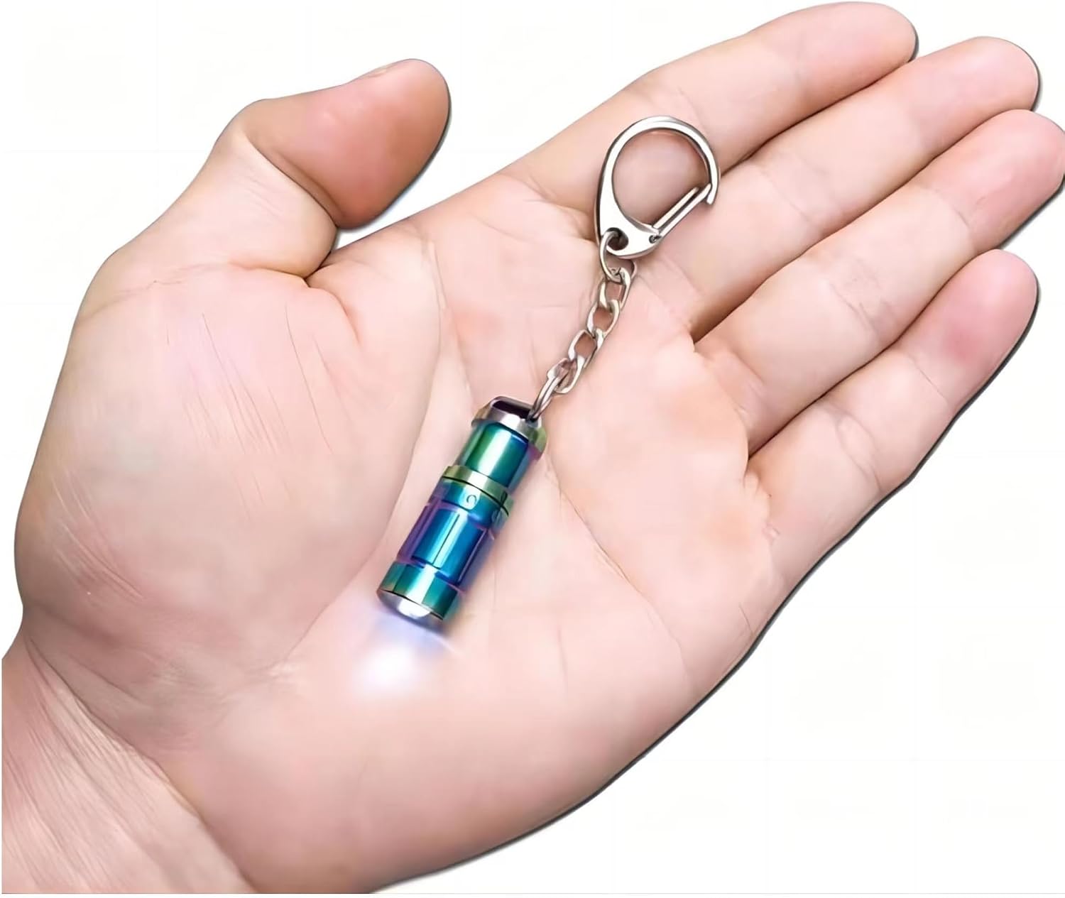 e1 Smallest Keychain Flashlight Tiny Micro Mini Key Ring Light Bright Long Lifetime Waterproof for Everyday EDC Emergency Dog Walking Sleeping Reading Nice Gift (Colorful Stainless Steel)
