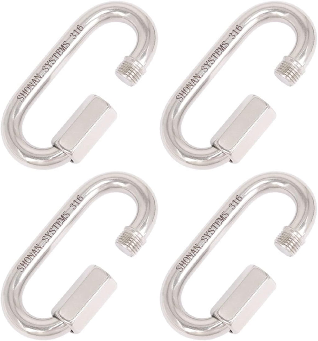 SHONAN Heavy Duty Marine Chain Quick Links, Stainless Steel Chain Connectors, Corrosion Resistant Locking Carabiners