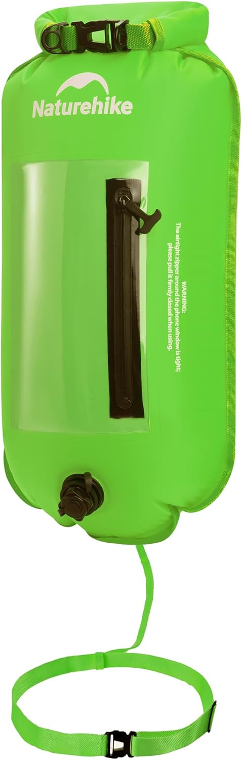 Naturehike 18L Waterproof Dry bags-Roll Top Waterproof Swimming Buoy with Waterproof Phone Compartment, Outdoor Bags Keep Gear Dry for Hiking, Kayaking, Camping, Swimming, Boating（Green）