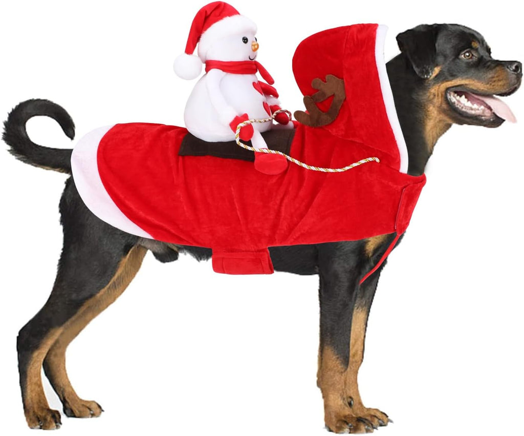 BWOGUE Santa Dog Costume, Dog Christmas Outfit, Santa Rider Costume, Size L