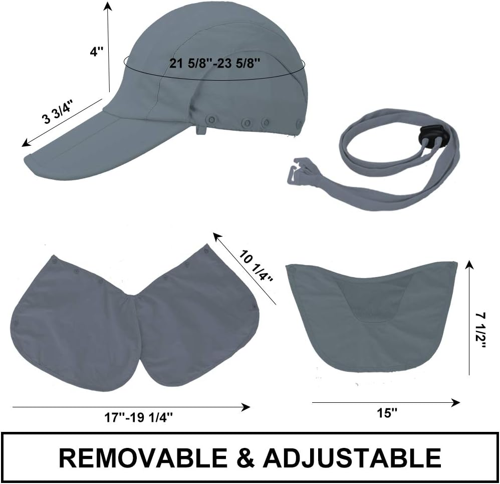 CRISTGEE Foldable Sun Cap, Fishing Hats, UPF 50+ Protection Caps with Face Mask Neck Flap