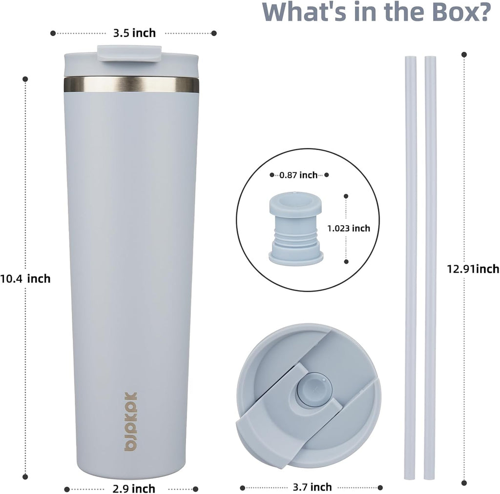 BJPKPK 34oz Coffee Tumbler with Straw, Insulated Stainless Steel Cup