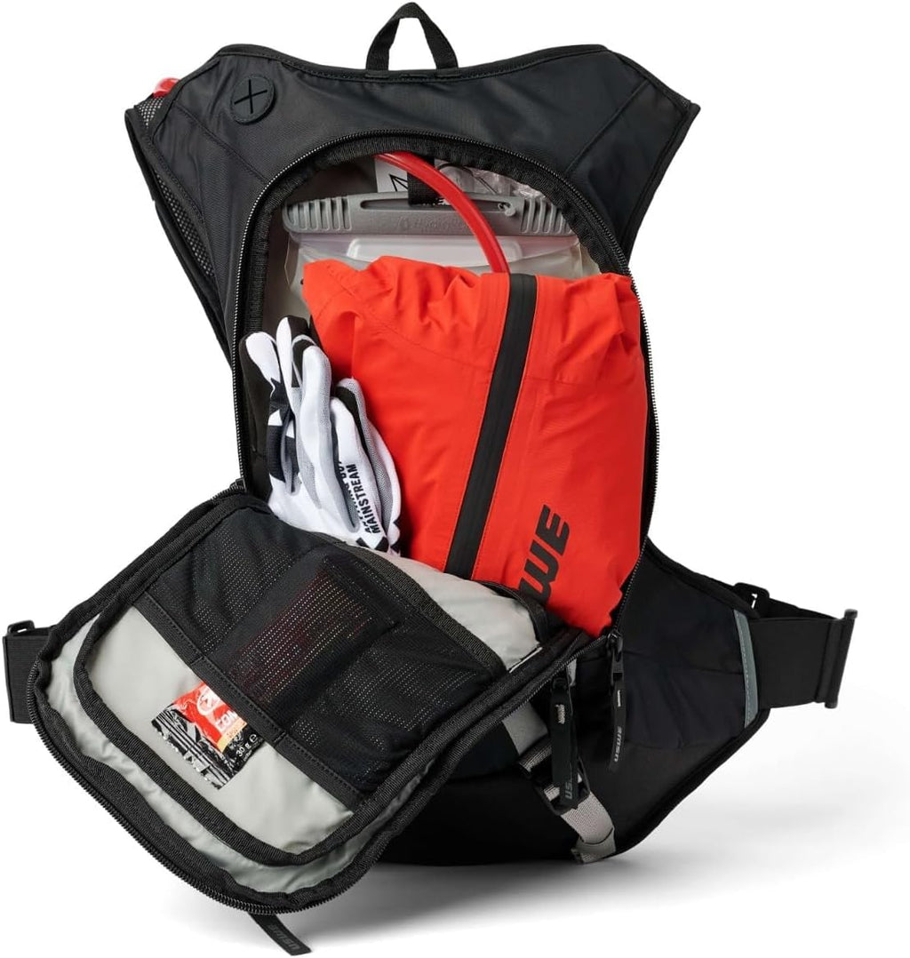 USWE Moto Hydro Hydration Pack - with Water Bladder, a High End, Bounce Free Backpack for Enduro and Off-Road Motorcycle (12L Adventure Fit Black/ Grey)