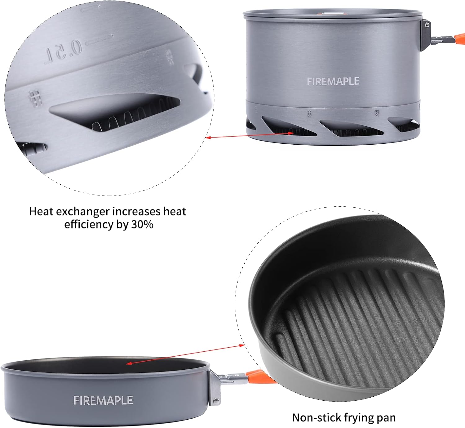 Fire-Maple Feast Outdoor Camping Cookware, Pot and Pan Set Stackable Kit
