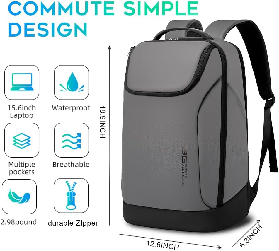 BANGE Business Commute Backpack Waterproof fit 15.6 Inch Commute backpack,Travel Durable Backpack