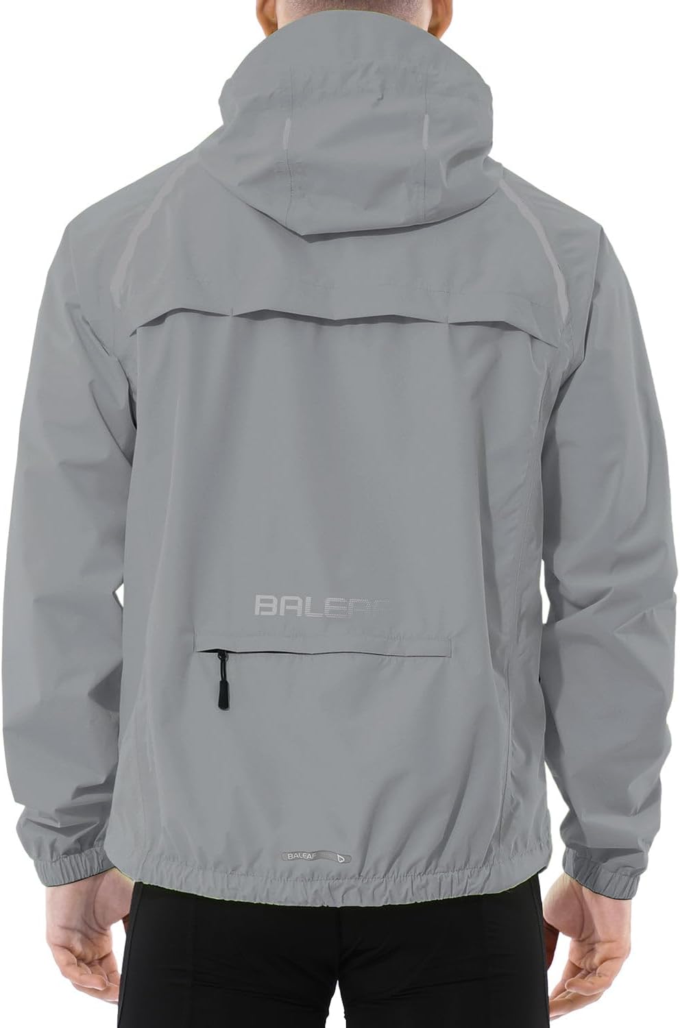 baleaf Men's Rain Jacket Waterproof Hood Lightweight Reflective Packable
