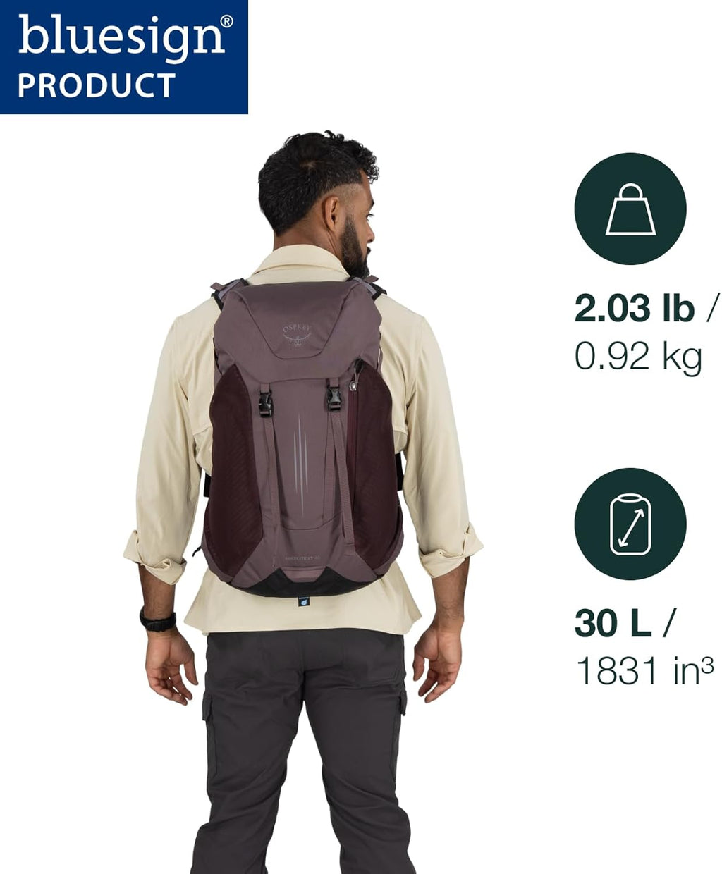 Osprey Hikelite LT 30L Hiking Backpack, Blue OS