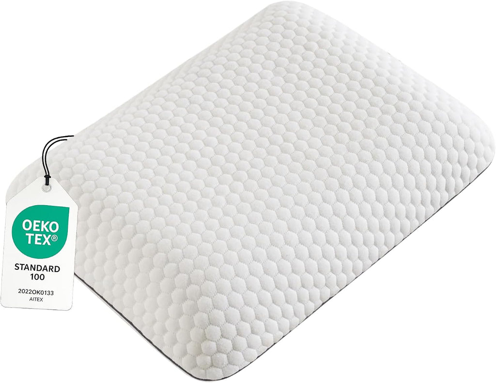 Travel Memory Foam Pillow for Sleeping, Comfortable Camping Pillow, 15.75x11.81x3.94 inches, Easy to Carry Portable Bag, Soft, Breathable, Washable Pillowcase