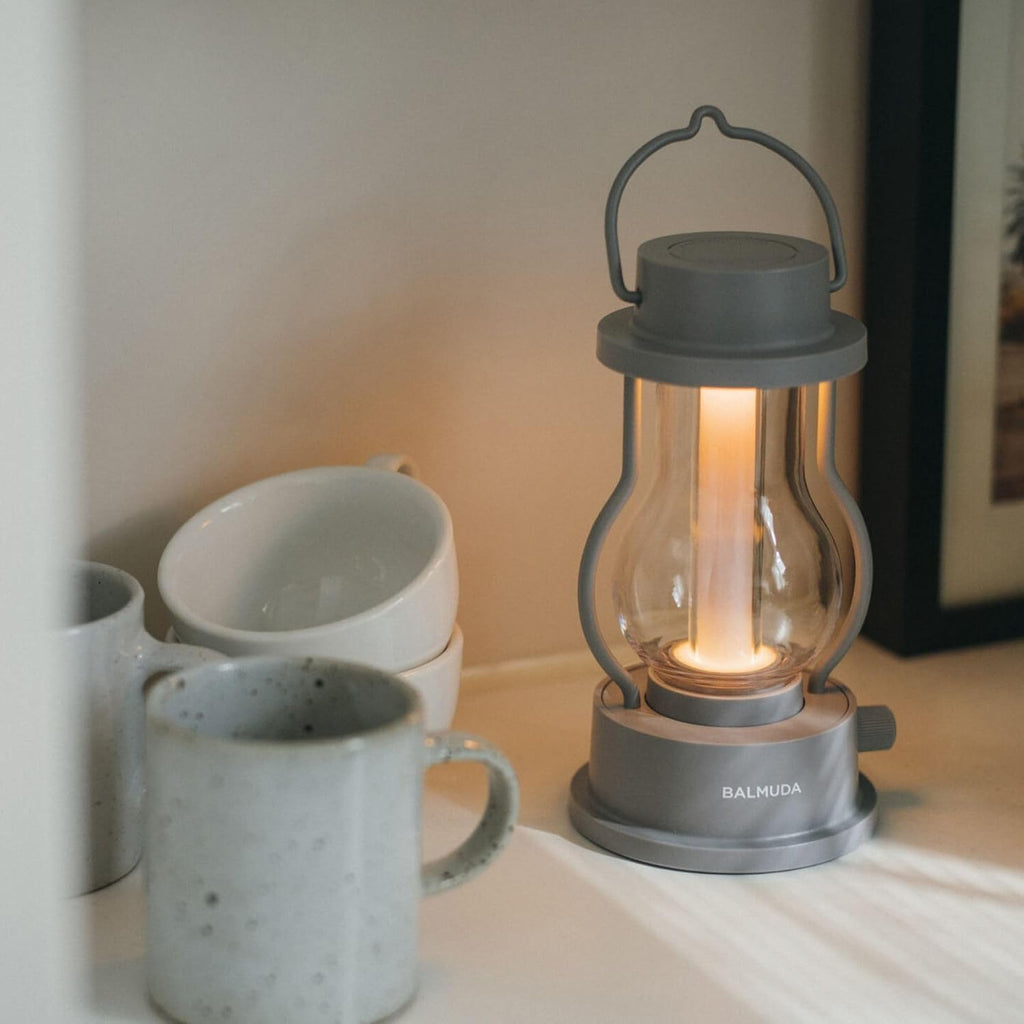 BALMUDA The Lantern | Rechargeable LED Lantern | 3 Light Modes: Candle, Amber, & Warm White | Battery Operated | Lightweight | Water-Resistant | US Version | Gray