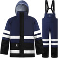 RainRider Rain Suits Waterproof for Men Women Heavy Duty Rain Gear Reflective Jacket Bib Pants 3 Pieces Rainwear