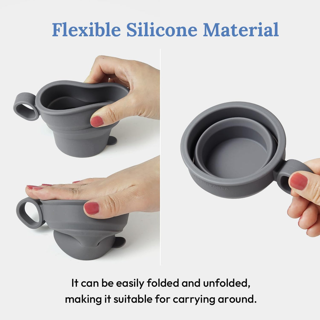 carrotez 6 oz 2 pack Mini Silicone Collapsible Travel Cup - Modern Grey
