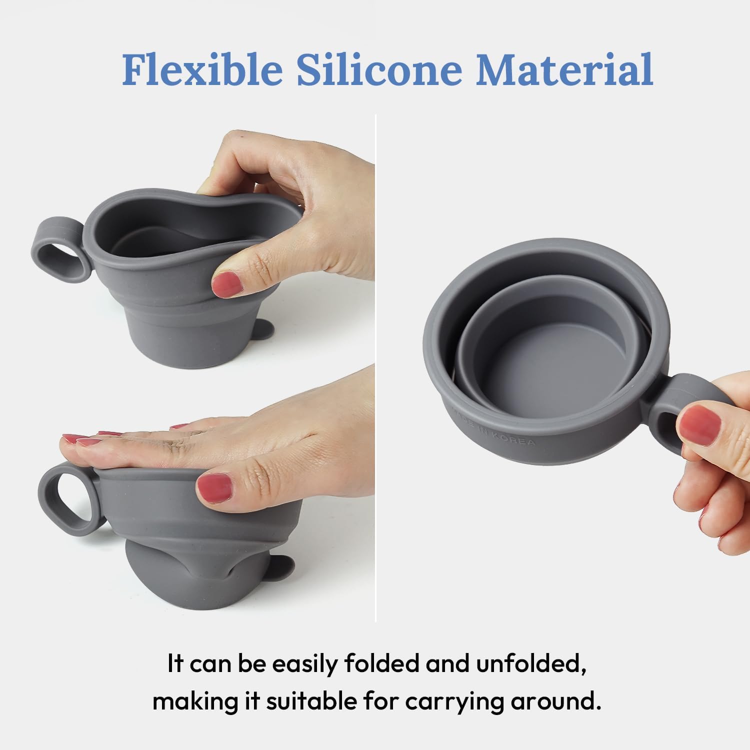 carrotez 6 oz 2 pack Mini Silicone Collapsible Travel Cup - Modern Grey
