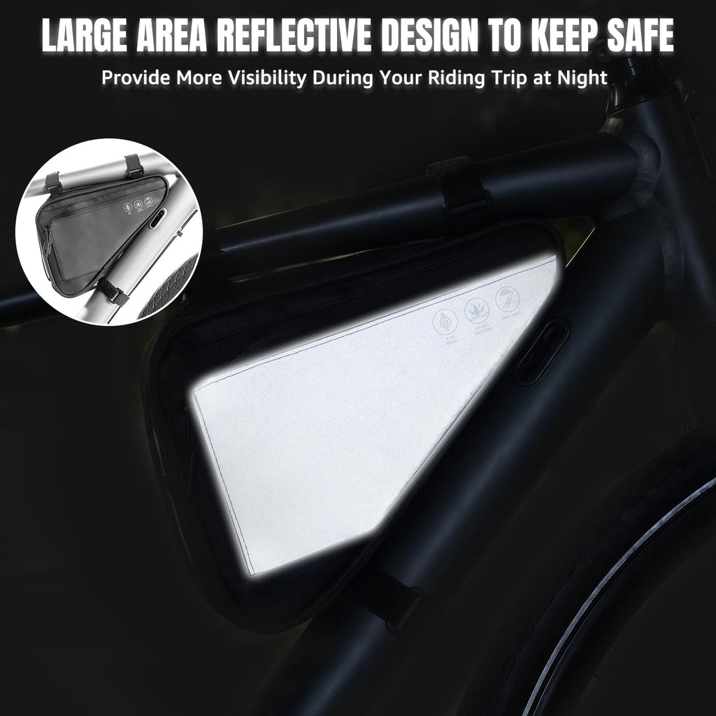 WOTOW Bike Frame Bag - Water-Resistant Reflective Triangle Storage Bag, 2L