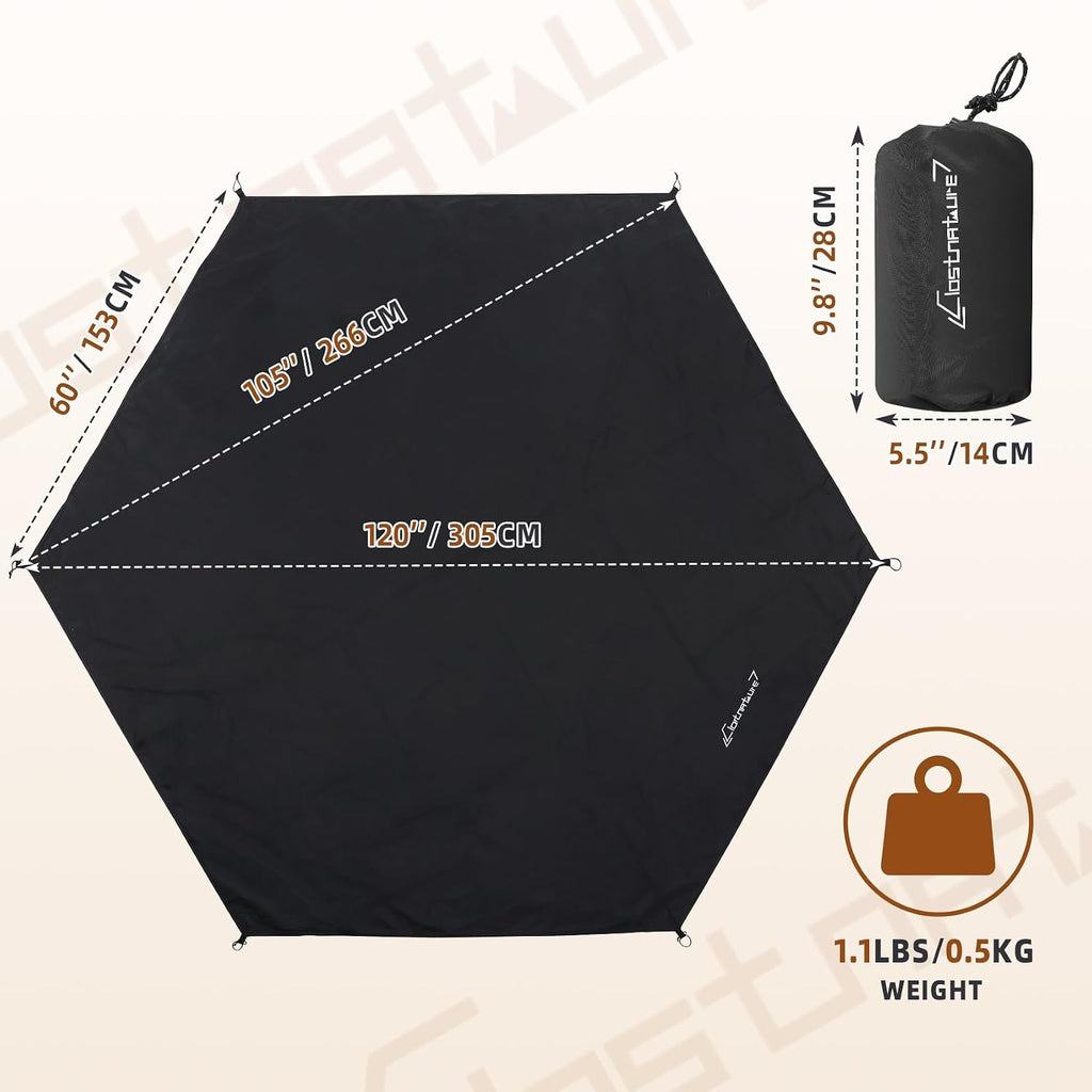 Clostnature 10/12FT Hexagonal Tent Footprint, Waterproof Camping Tarp