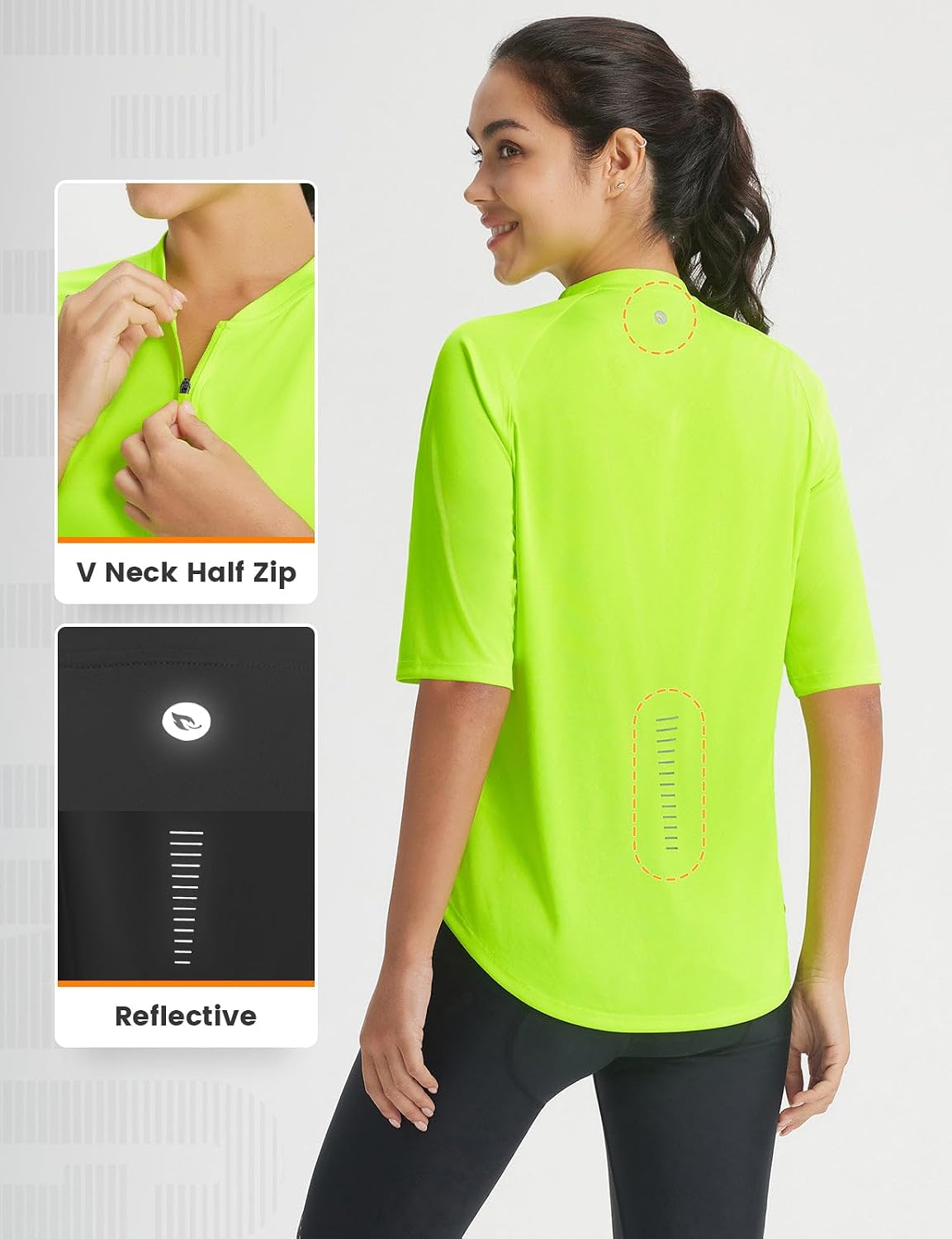 baleaf Women's Cycling Jersey Bike Shirts Half Sleeve Running