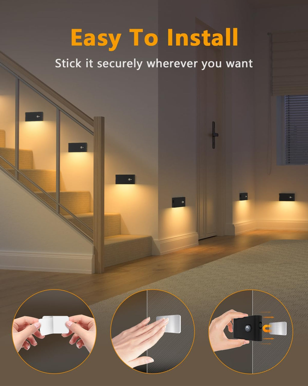 WILLED Motion Sensor Night Lights,Wireless Stair Lights Indoor