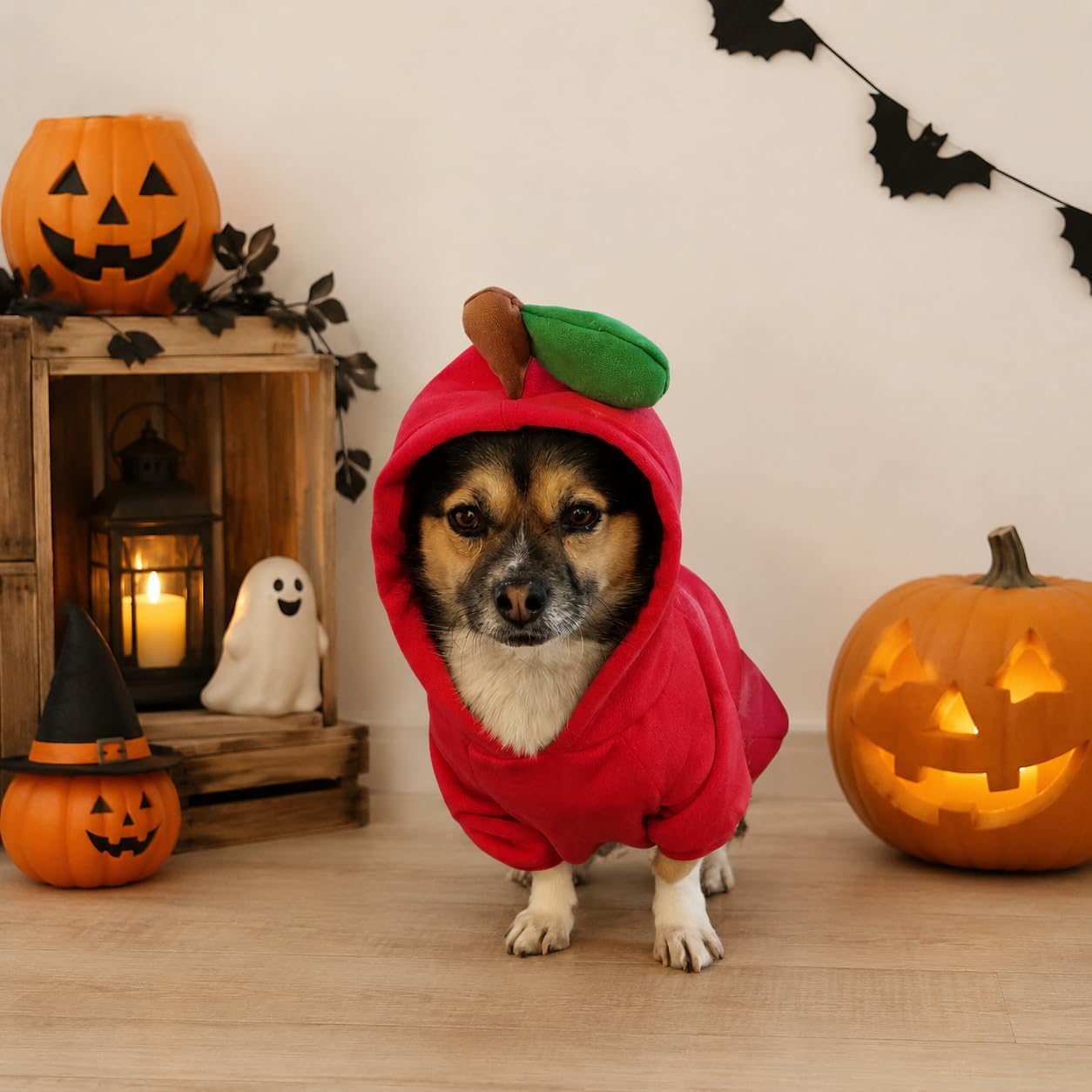Dog Christmas Halloween Costumes,Dog Hoodies for Small Dogs Cats, Cat Puppy Outfits,Yorkie Chihuahua Pomeranian Clothes (Medium, Red-Apple)