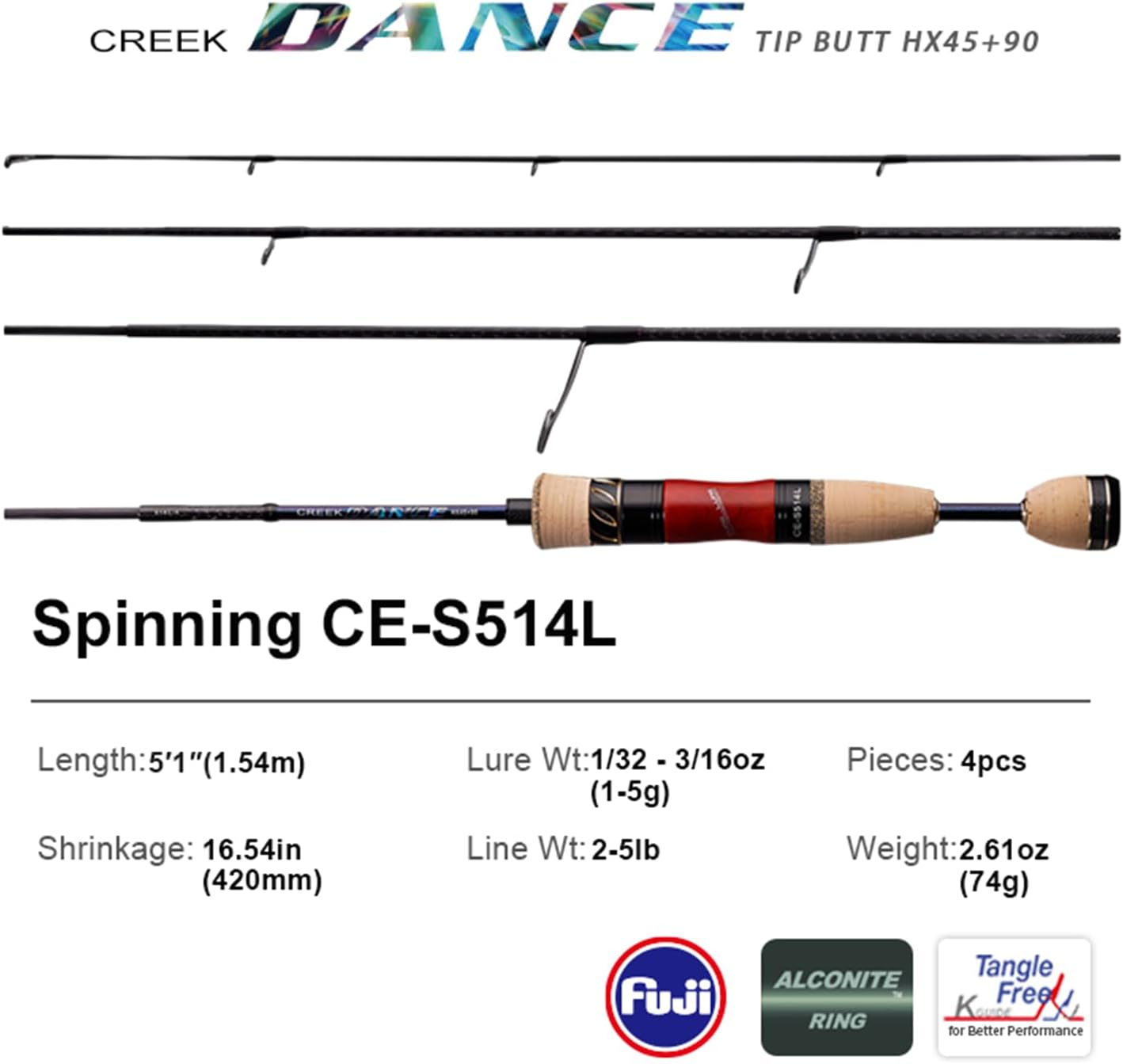 PURELURE Creek Dance Ultralight Travel Rod 2/3/4 Piece, 4'9''-6' BFS Rod