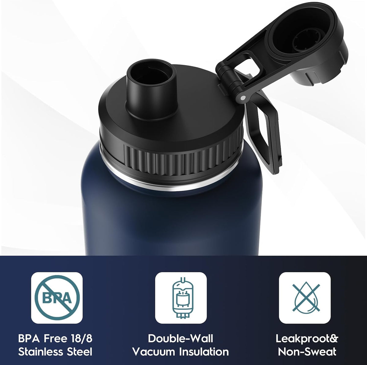 Navigate 32oz Insulated Water Bottle for Sports, Keep Cold 24H