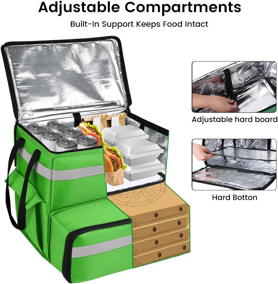 Insulated Food Delivery Backpack with Cup Holders, Expandable Bag