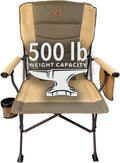 Black Sierra Oversize High Back Camping Chair for Adults, Supports 500 lbs, XL Heavy Duty Portable Folding Chair for Heavy People, Steel Frame Padded Outdoor Seat with Cup Holder and Carry Bag