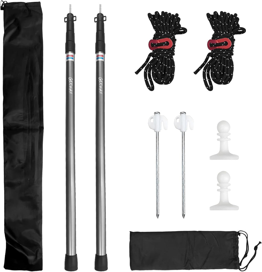GEEWAY Tarp Poles for Camping, 10FT 2 Pcs Telescoping Black