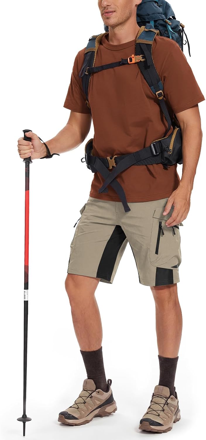 XKTTAC Men's Hiking Cargo Shorts: 4-Way Stretch with 6 Secure Pockets