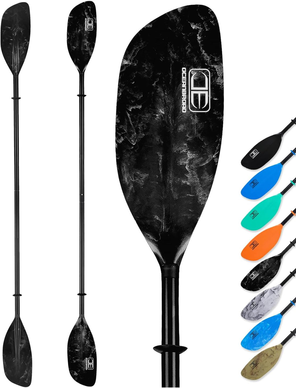 OCEANBROAD Kayak Paddle 86in/218cm, 90.5in/230cm Alloy Shaft 2-Piece Floatable Kayak Oar for Kayaking Canoeing Boating