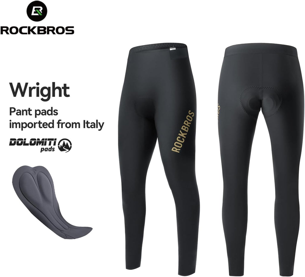ROCKBROS Men's Padded Cycling Pants 4D Chamois Bike Tights Road MTB