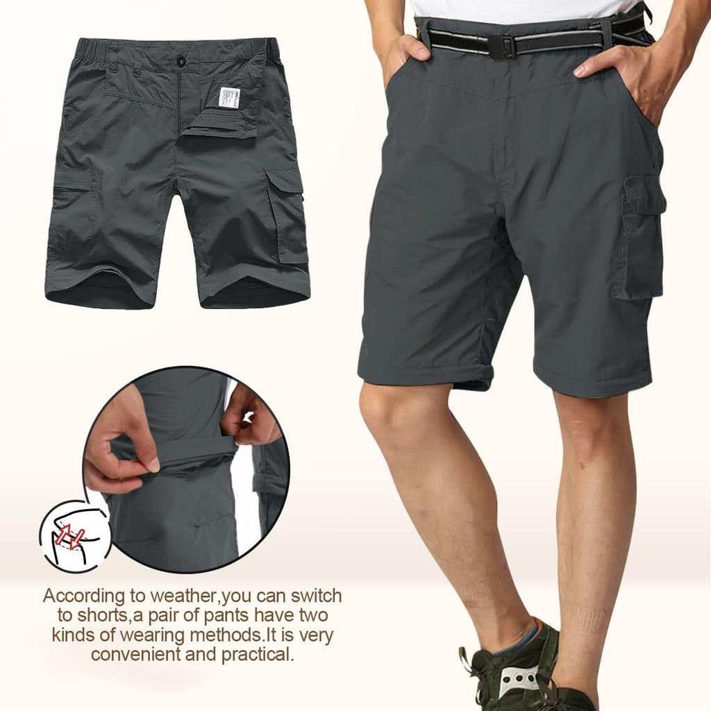 Mens Hiking Pants Convertible Quick Dry Zip Off Fishing Travel Safari Pants