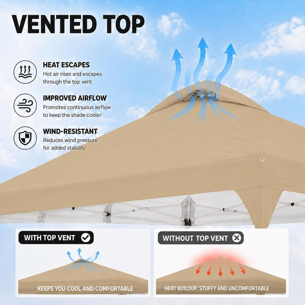 Yaheetech 10x10 Pop Up Canopy Tent for Outdoor Events, Khaki