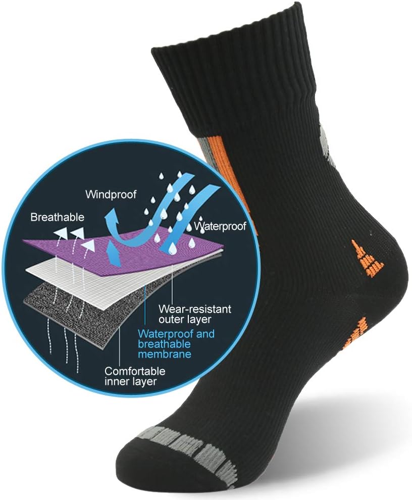 RANDY SUN Waterproof Socks, Unisex Hiking Wading Trail Running Kayaking Crew Socks