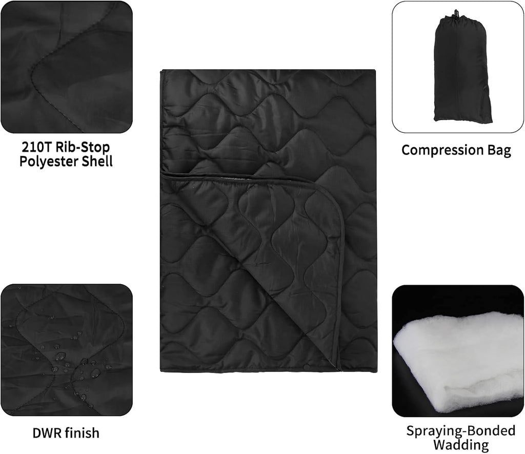 Poncho Liner Military Insulation Outdoor Camping Blanket for Travel, Beach, Grass, Picnic, Car Emergency, Outdoor, Survival